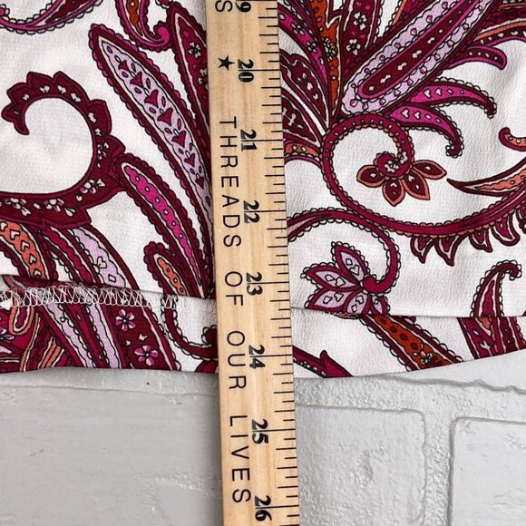 Liz Claiborne Blouse Women Large Pink Paisley Ruffle Sleeve Keyhole Career Party - Picture 12 of 13